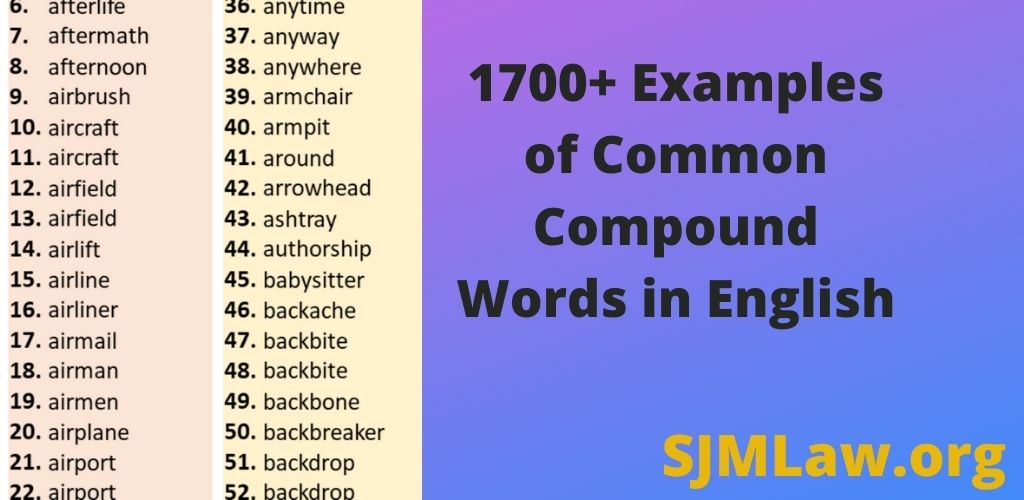 1700+ Examples of Common Compound Words in English