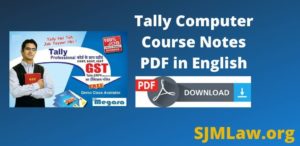 Tally Computer Course Notes PDF Download in English