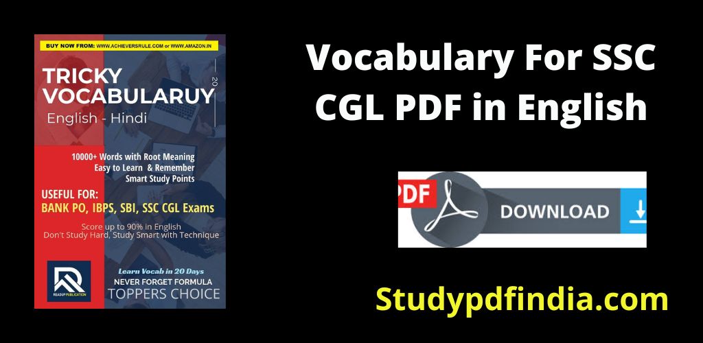 Vocabulary For SSC CGL PDF Download in English