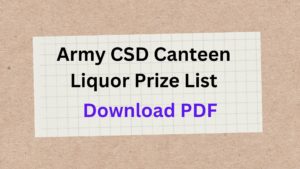 Army CSD Canteen Liquor Prize List PDF